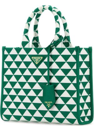 トートバッグ PRADA Logo woven fabric shopping bag Green PRADA Beauty Shoulder Tote Bag (Light Green) 100% Recycled