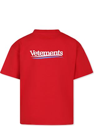 【関税込み】VETEMENTS レッド A Little Bit Dramatic Tシャツ Red 'A Little Bit Dramatic' T-Shirt by VETEMENTS on Sale