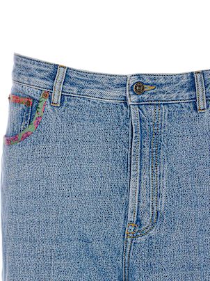Valentino Garavani Floral Print Hem Denim Trousers | italist