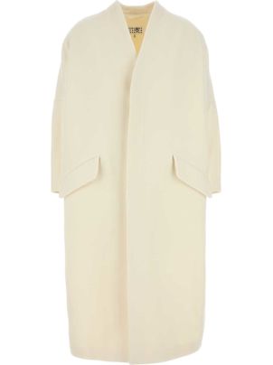 コート MM6 MAISON MARGIELA IVORY WOOL BLEND COAT MM6 Maison Margiela Pile wool-blend Coat | Neutrals | FARFETCH