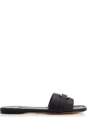 サンダル・ミュール Salvatore Ferragamo Black Leather Gancini Slippers Salvatore Ferragamo Gancini Mule Leather Slippers | The DeLaMode