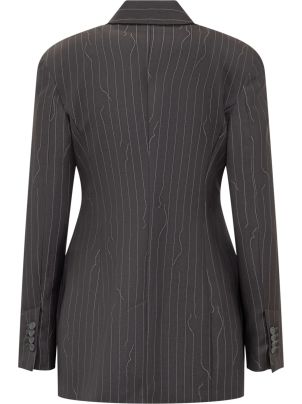ジャケット Off-White Grey Single-Breasted Pinstripe Jacket In Wool Blen Off-White™ Grey single-breasted pinstripe jacket in wool