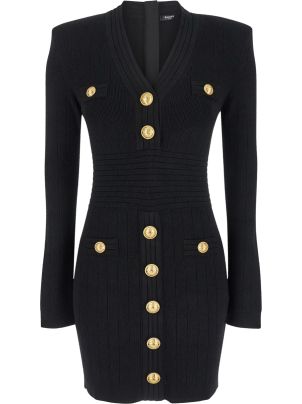 ワンピース BALMAIN FW25 Black wool mini dress (FF1R5131WC09 0PA) Virgin wool minidress in black - Balmain | Mytheresa