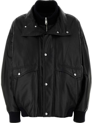 Prada Black Nappa Leather Bomber Jacket | italist
