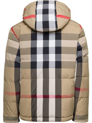 【関税＆送料込み】Burberry 'Check' Beige Polyamide Down Ja Burberry Beige Down Jacket With Vintage Check Print In