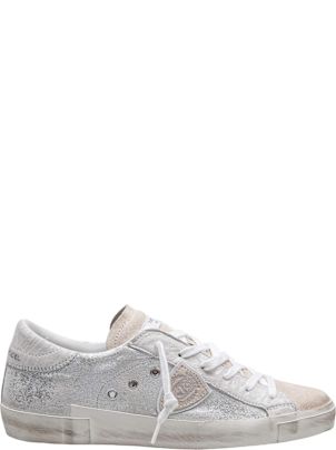 Philippe Model Sneakers Prsx Low In Laminated Leather Silver
