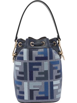 かごバッグ FENDI  mon tresor jacquard ff denim effect bucket bag Mon Tresor Fabric Blue | Fendi
