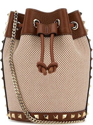 Valentino Garavani Two-tone Canvas Rockstud Bucket Bag