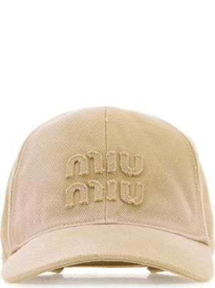 帽子 Ayumi Miu Miu Beige Denim Baseball Cap | italist