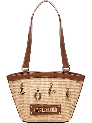 Love Moschino Raffia Shopper With Letter Charm | italist