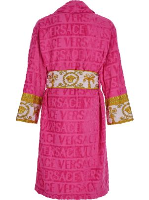 Versace I Heart Baroque bath robe ストロベリー I ♡ Baroque Short Bathrobe Pink | VERSACE US