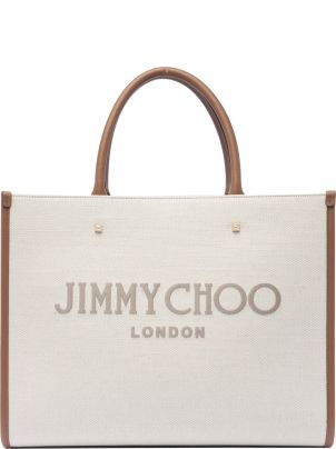 【JIMMY CHOO】Canvas logo tote ecru ★関税送料込み Canvas Logo Tote | Ecru/Tan Canvas Logo Tote Bag | JIMMY CHOO