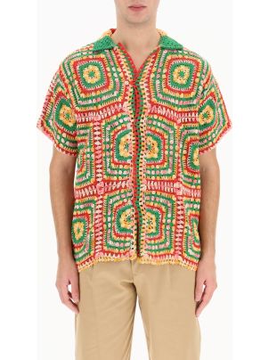 bode MANCHESTER CROCHET SHIRT クロシェ シャツ BODE Manchester Crochet Short Sleeve Shirt - multi | Garmentory