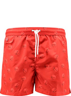 水着 KITON CIRO PAONE Nylon swim trunk with all-over print Rosso Kiton Swimwear for Men