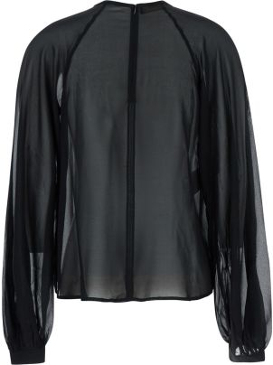 Tシャツ・カットソー THE ANDAMANE ROUND NECK SILK BLOUSE (TM150919A TNS038BLACK) Shirts
