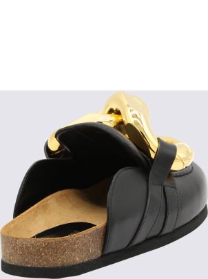 J.W. Anderson Black Leather Chain Loafer Mules | italist