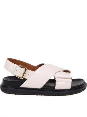【送料&関税込】Marni Fussbett Sandal In White Leather Fussbett Gladiator leather sandals in white - Marni | Mytheresa
