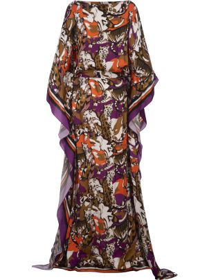 Roberto Cavalli Long Kaftan Dress With Animal Print