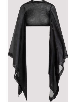 Tシャツ・カットソー RICK OWENS FLAG CROP TOP HABOTAI (RP01D2232.UCSH 09 BLACK) Rick Owens Flag Crop Habotai Top | italist