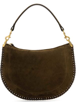 【関税&送料込】Isabel Marant Olive Green Suede Oskan Should ISABEL MARANT Oskan Soft Zipped leather-trimmed suede