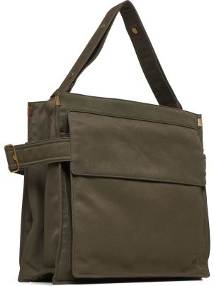 Burberry Military Green Canvas Medium Tote Trench Shopping