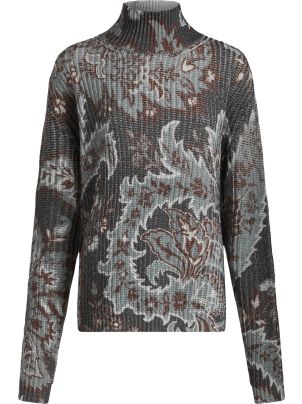 ETRO ヘイスリ柄ニットトッフ 119089216 150 Etro Blue Wool Turtleneck With Paisley Pattern | italist
