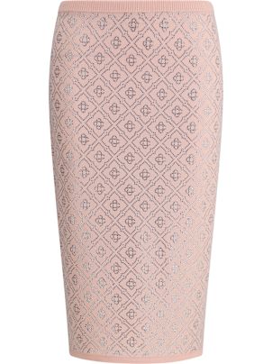 スカート CASABLANCA Women Skirts WPS25KW86702 PINK Crystal Monogram Knit Skirt | Casablanca Paris