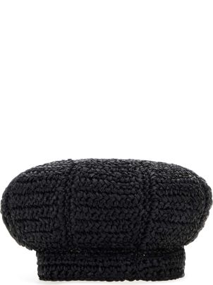 Prada Black Rafia Baker Boy Hat | italist