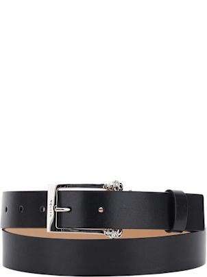 Alexander McQueen 'twin Skull' Black Belt With Logo Detail