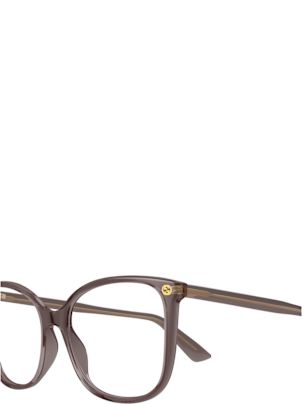 メガネ GUCCI Gucci - GG0026O-019 - BROWN-BROWN-TRANSPARENT Gucci Eyeglasses GG0026O 019 Transparent Taupe Brown - eye