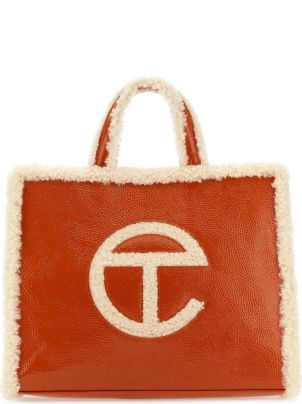 UGG Orange Leather X Telfar Medium Crinkle Shopping Bag