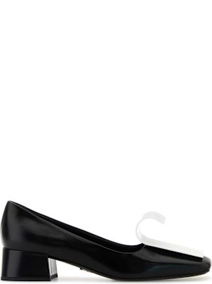 パンプス PRADA SS25 Two-tone leather pumps (1I964NFD035AZ3 F070D) Tobacco/white Two-tone Brushed Leather Pumps | PRADA