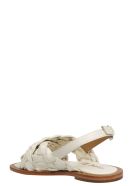 Coral Blue Woven Leather Sandals Coral Blue Woven Leather Sandals - White