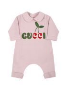 Gucci Pink Jumpsuit For Baby Girl With Logo Gucci Pink Jumpsuit For Baby Girl With Logo - Pink