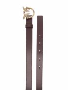 Pinko Love Berry Brown Leather Belt With Logo Pinko Love Berry Brown Leather Belt With Logo - Red