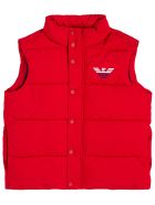 Emporio Armani Red Quilted Nylon Vest With Logo Emporio Armani Red Quilted Nylon Vest With Logo - Red