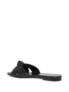 Saint Laurent Bianca Leather Flat Sandals Saint Laurent Bianca Leather Flat Sandals - Black