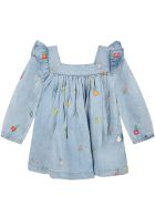 Stella McCartney Kids Light Blue Dress For Baby Girl With Flowers Stella McCartney Kids Light Blue Dress For Baby Girl With Flowers - Light Blue