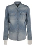 Balmain Rear Logo Distressed Denim Shirt Balmain Rear Logo Distressed Denim Shirt - Denim