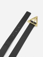 Bottega Veneta Leather Belt With Triangular Buckle Bottega Veneta Leather Belt With Triangular Buckle - Black