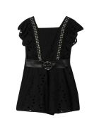 Monnalisa Short Jumpsuit With Ruches Monnalisa Short Jumpsuit With Ruches - Nero