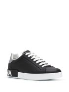 Dolce & Gabbana Portofino Leather Sneaker With Logo Dolce & Gabbana Portofino Leather Sneaker With Logo - Black