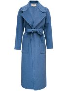MICHAEL Michael Kors Blue Wool Coat With Belt MICHAEL Michael Kors Blue Wool Coat With Belt - Blu