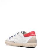 Man White Super-star Sneakers With Red Spoiler And Two-tone Laces Golden Goose Man White Super-star Sneakers With Red Spoiler And Two-tone Laces