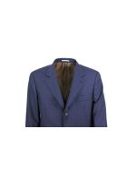 Brunello Cucinelli 3-button Unlined Jacket In Cool Wool Canvas.the Buttons Are In Brown Horn Brunello Cucinelli 3-button Unlined Jacket In Cool Wool Canvas.the Buttons Are In Brown Horn - Blu