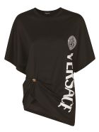 Versace Logo Print Asymmetric T-shirt Versace Logo Print Asymmetric T-shirt - White/Black