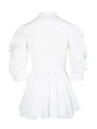 Woman White Peplum Shirt With Curled Sleeves Alexander McQueen Woman White Peplum Shirt With Curled Sleeves