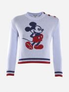 Miu Miu Cropped Wool Pullover With Mickey Mouse Intarsia Miu Miu Cropped Wool Pullover With Mickey Mouse Intarsia - Lilac