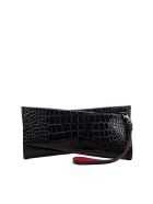 Christian Louboutin Black Cocco Printed Leather Loubitwist Clutch Bag Christian Louboutin Black Cocco Printed Leather Loubitwist Clutch Bag - BLACK