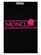 Moncler Neon Pink Logo T-shirt Black Moncler Neon Pink Logo T-shirt Black - Nero